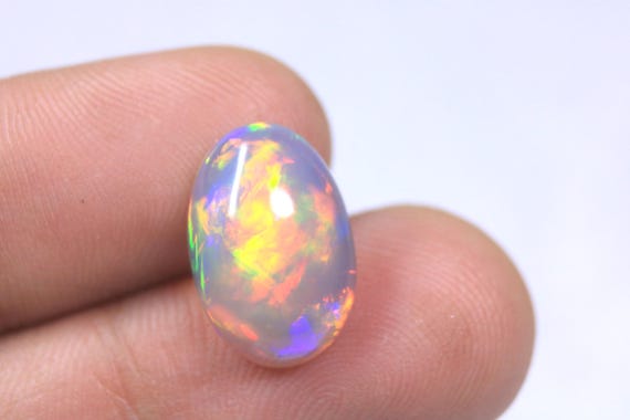 Multi Fire Opal Cabochon: 4.25 Carat  Rainbow Flashy Loose Opal Gemstone For Making Jewelry