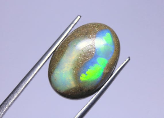 Ethiopian Welo Opal Cabochon: 5.80 Carat Multi Fire Boulder Opal Loose Gemstone For Jewelry