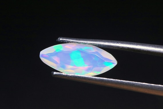Faceted White Opal Loose Gemstone: 1.00 CT Ethiopian Jewelry Stone, Natural Fire Opal Birthstone