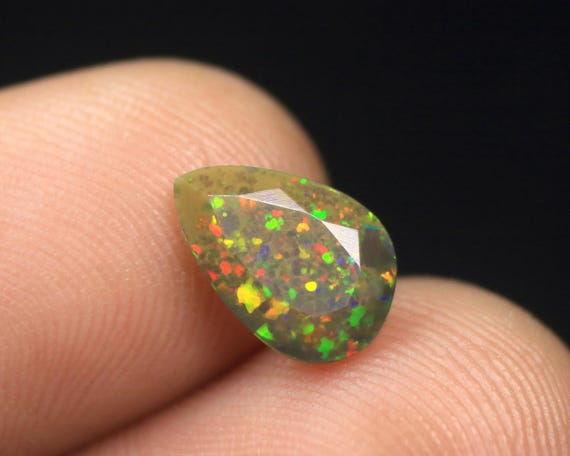Black Opal Faceted Gemstone: 0.80 CT Natural Multi Fire Ethiopian Welo Opal Loose Stone