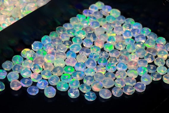 Faceted Ethiopian Opal Beads: 3-5mm Rondelle Gemstone