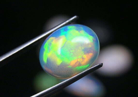 Natural Ethiopian Opal Cabochon: Honeycomb Flashy Gemstone for Jewelry (15x12x6 MM)