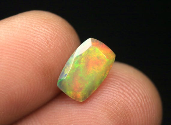 Faceted Ethiopian Opal Gemstone 1.40 Carat AAA Natural Multi Fire Welo Opal Cut Stone