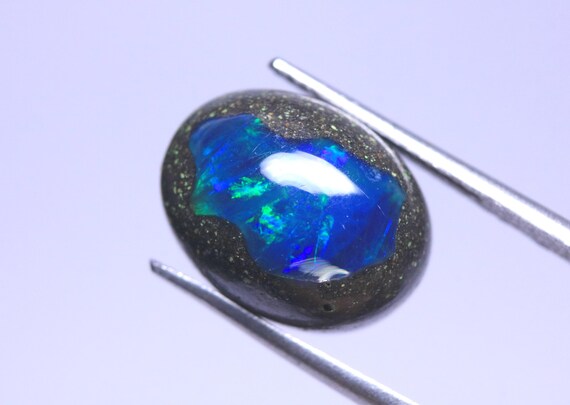 Black Opal Cabochon: 5.10 Carat Boulder Opal Loose Gemstone, Multi Fire Stone For Jewelry