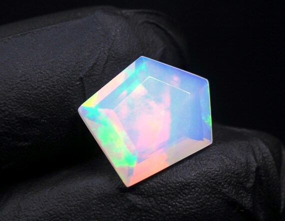 Rare Ethiopian Fire Opal Faceted Gemstone: 4.45 CT Fancy Natural Welo Opal Loose Stone