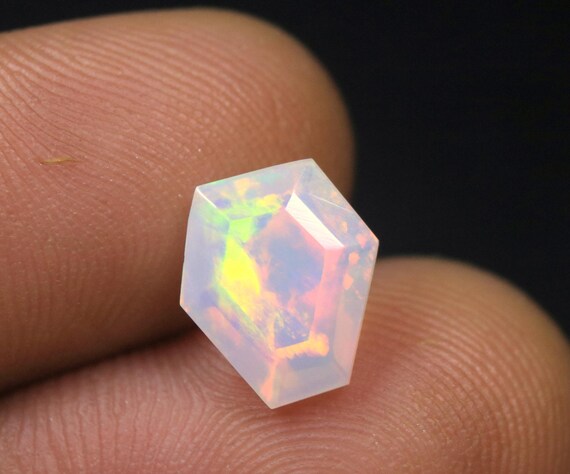 Natural Opal Gemstone: 1.50 Carat Faceted Ethiopian Opal Loose Stone, October Birthstone