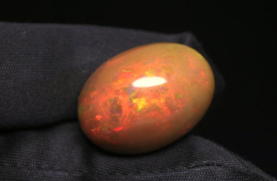 21.80 CT Welo Fire Opal Cabochon: Hand Polished Brown Ethiopian Gemstone (23x16.80x14.20 MM)