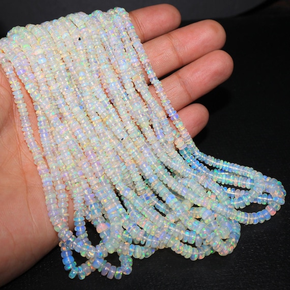 Welo Opal Beads: 3-5mm Smooth Rondelle, Natural Ethiopian Fire Opal