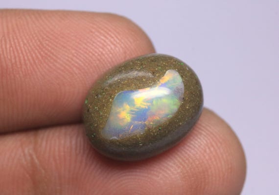Rare Opal Cabochon: 5.40 Carat Ethiopian Fire Boulder Opal Gemstone For Jewelry, October Birthstone