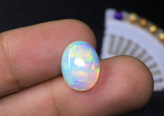 Welo Ethiopian Opal Cabochon, Oval Jelly Gemstone, Polished Loose Opal Stone (13.40x10.30x5 MM)
