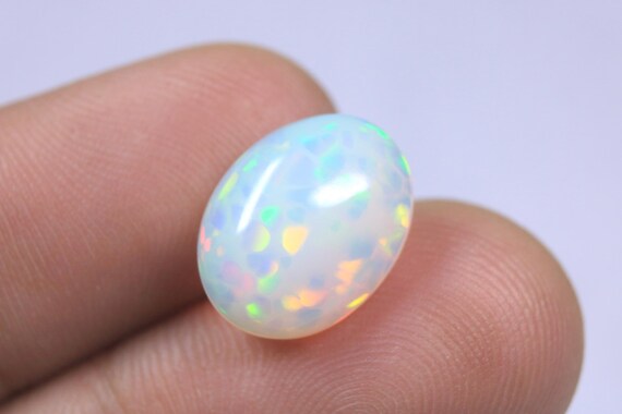 Natural Fire Opal Cabochon: 3.85 Carat Ethiopian White Opal Loose Gemstone For Making Jewelry