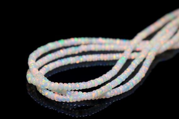 Natural Welo Ethiopian Opal Beads, AAA Smooth Rondelle, (3-5 mm)