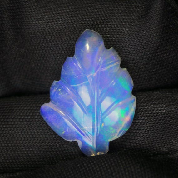 Handmade Leaf Carved Ethiopian Opal Gemstone, 3 CT Loose Opal