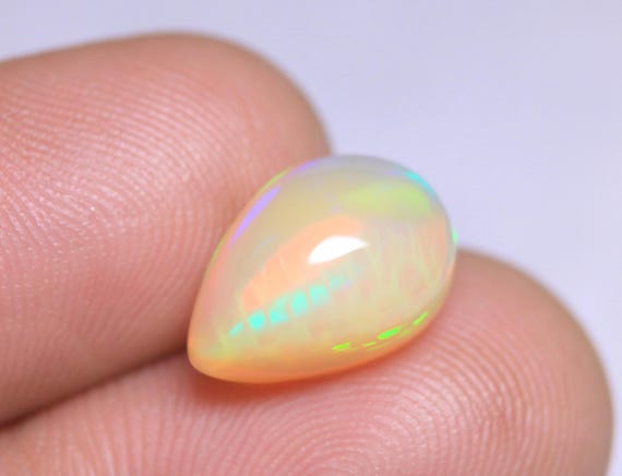 Natural Ethiopian Welo Opal Cabochon, 4 CT Pear Crystal Gemstone