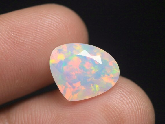 Heart Ethiopian Opal Gemstone: 3.40 CT Natural Multi Fire Opal Loose Stone Jewelry Making