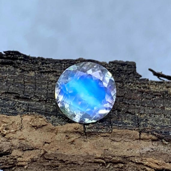 Madagascar Moonstone Round Faceted Gemstone, AAA Quality Natural Rainbow Flash Loose Stone June Birthstone