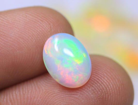 Natural Welo Fire Opal Cabochon, AAA Grade Oval Ethiopian Opal Gemstone (2.35 Carat)