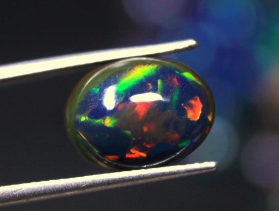 3.20 CT Oval Ethiopian Opal Cabochon, Black Welo Opal Loose Stone