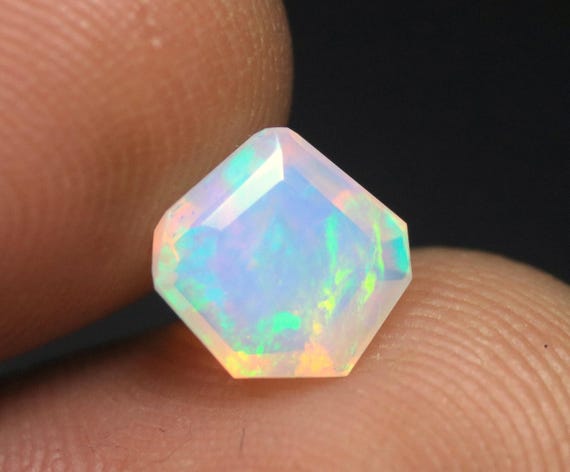 Natural Opal Gemstone: 1.20 Carat Faceted Ethiopian Opal Loose Stone, October Birthstone