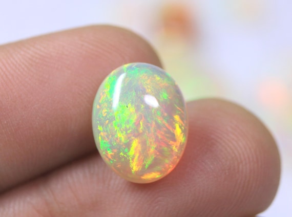 Wholesale Fire Opal Cabochon: 4.20 CT Rainbow Ethiopian Opal Loose Gemstone For Jewelry Making