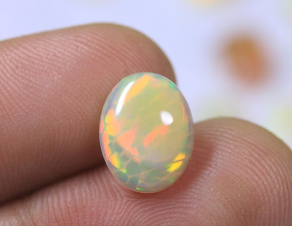 AAA Quality Honeycomb Opal Cabochon: 2.35 CT Natural Ethiopian Opal Loose Gemstone, October Birthstone