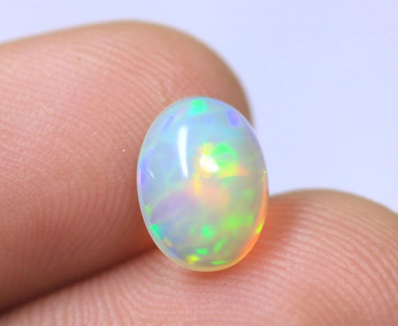 Crystal Fire Opal Oval Cabochon, Genuine Ethiopian Opal Gemstone For Jewelry (1.50 Carat)