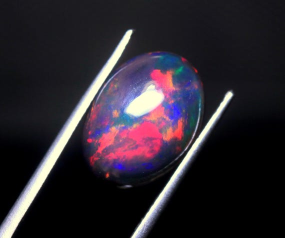 AAA Ethiopian Black Opal Cabochon: 5.50 CT Rainbow Fire Welo Gemstone