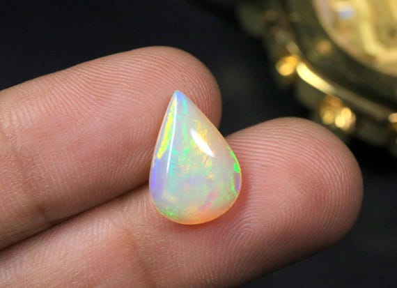Natural Opal Cabochon, Pear Shape Fire Opal Loose Gemstone for Ring & Pendant, October Birthstone