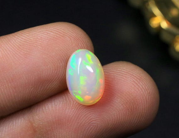 Natural Fire Ethiopian Opal Cabochon, 3.15 CT Oval Welo Opal Loose Gemstone for Jewelry
