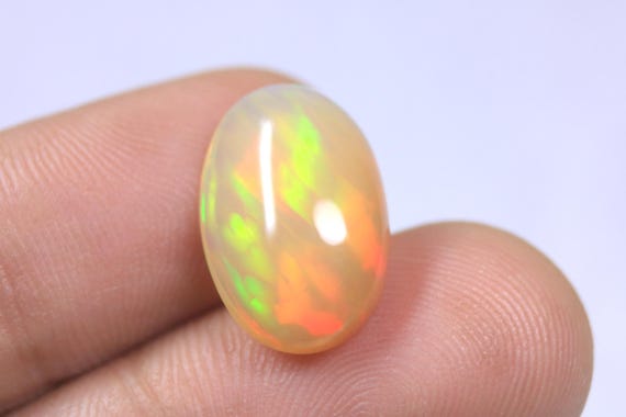 Multi Fire Opal Loose Cabochon: 5.25 Carat Natural Rare Ethiopian Opal Gemstone for Jewelry