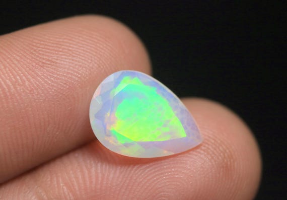 Honeycomb Ethiopian Opal Faceted Gemstone: 2.30 CT Natural White Opal Loose Stone Jewelry Making