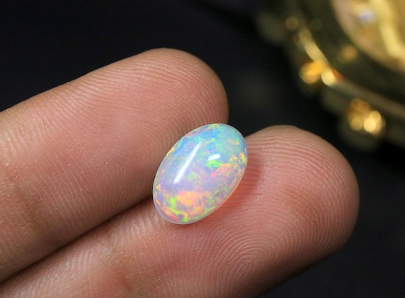 Natural White Opal Cabochon, 2.50 CT Smooth Oval Fire Opal Loose Gemstone for Jewelry