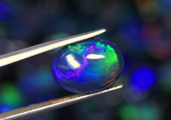 Ethiopian Black Opal Cabochon: 3.40 CT Multi-Fire Gemstone