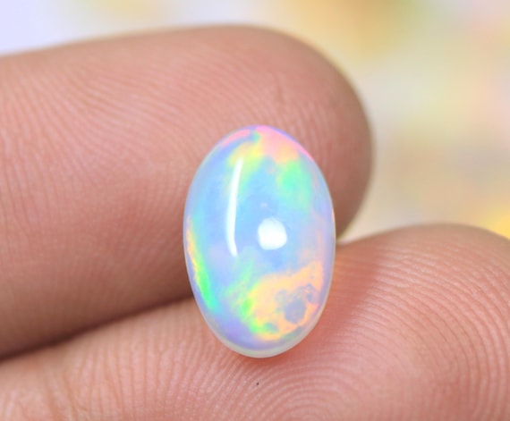 Genuine Colorful Opal Cabochon, 2.30 Carat Natural Fire Ethiopian Opal Gemstone For Jewelry