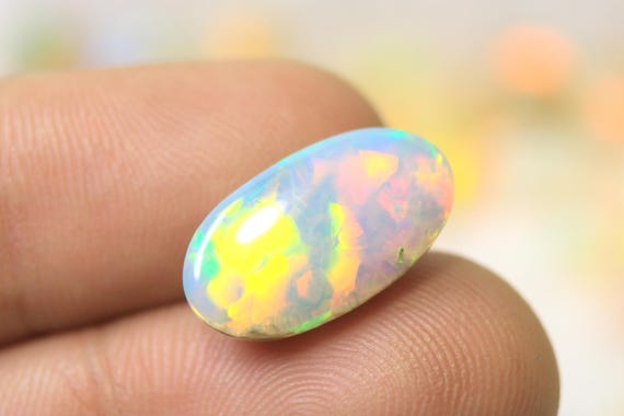 Natural Ethiopian Opal Oval Cabochon: 5.15 CT Multi Flashy Fire Opal Loose Gemstone