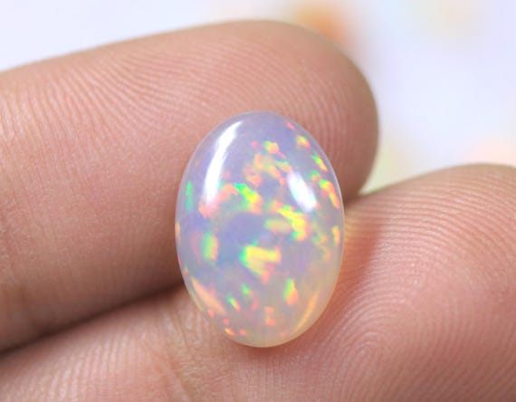 Wholesale Fire Opal Cabochon: 2.20 CT Rainbow Color Ethiopian Opal Gemstone For Jewelry Making