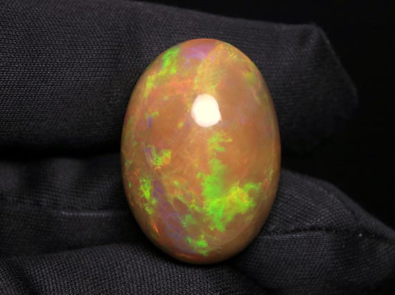 Ethiopian Welo Opal Cabochon, Multi Fire Brown Gemstone, 19.20 CT (24.80x18x10.80 MM)