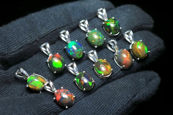 Black Ethiopian Opal Pendant: Oval 925 Sterling Silver Necklace