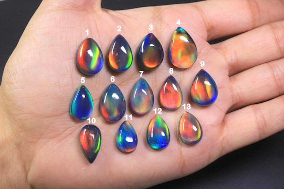 AAA+ Aurora Opal Loose Gemstone, Multi Fire Cabochon for Jewelry, Choose Your Piece Opal