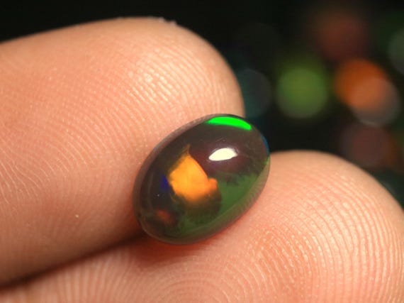 Black Opal Cabochon: 1.30 CT Oval Natural Ethiopian Loose Opal, Polished Stone Making Jewelry