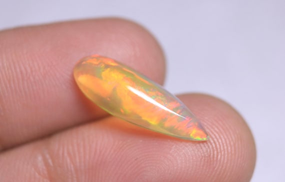 AAA Welo Opal Cabochon: 3.10 CT Pear Ethiopian Fire Opal