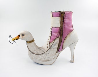 One of a Kind Surrealistic Duck Shoe Sculpture