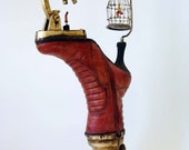 The Eksperyment mixed media on fiberglass shoe surrealistic sculpture.Contact me for availability.