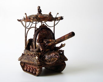 Baby Bang Tank Surrealistic Steam Punk Sculpture-One of a Kind.