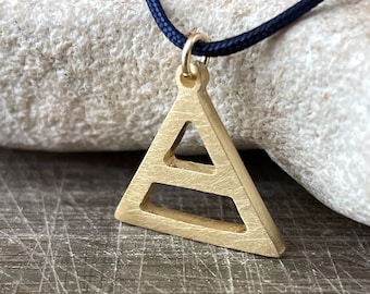 Gold AIR Alchemy Necklace/Gemini, Libra and Aquarius/Gold-Plated Alchemical Silver Pendant