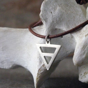 Earth Sign Silver Necklace Alchemy Symbol Capricorn Taurus Virgo Chunky Triangle Pendant Unisex image 6