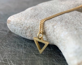 Gold Water Sign - Alchemy Symbol Alchemical Element - Petit Triangle - Cancer Scorpio Pisces Necklace