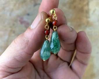 Howls Earrings Moving Castle Jewelry - Gold Anime Earrings - Aventurine Garnet Silver Wizard Earrings