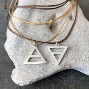 Earth Sign Silver Necklace Alchemy Symbol Capricorn Taurus Virgo Chunky Triangle Pendant Unisex image 5