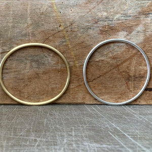 Oval Bangle Gold Bronze Bracelet - Thick Stacking Etched Folk Motif